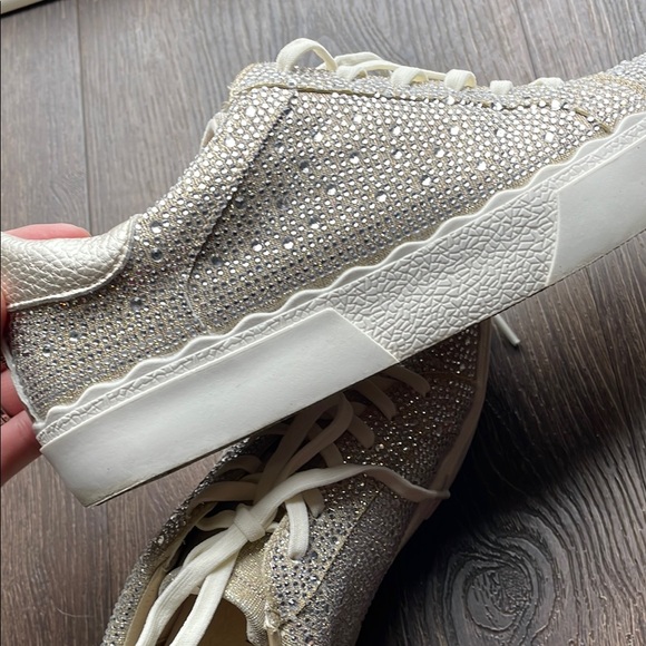 Anne Klein Gold Sparkle Sneakers - Picture 5 of 9